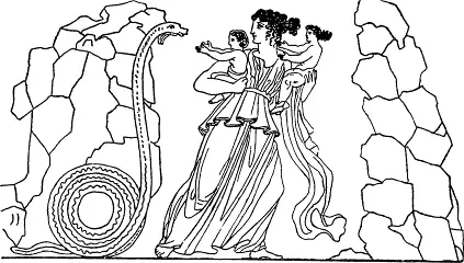 Змей Пифон преследует Латону и ее детей Аполлона и Артемиду Рисунок на - фото 13
