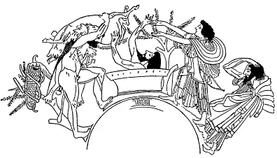 Геракл приносит эриманфского кабана Эврисфею который от страха прячется в - фото 62