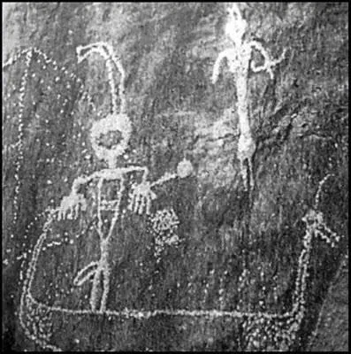 Человек с молотом с головой животного на лодке с высоким носом Этот рисунок - фото 7