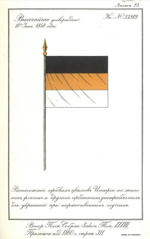 Так вот до 1858 года флаг был иной Порядок цветов в нем был таков начиная с - фото 255