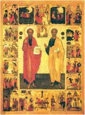 Святые апостолы Петр и Павел в житии Икона XVI в Новгородский музей - фото 21