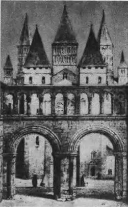 Фасад аббатства Клюни Литография Е Саго 1839 г Главный неф церкви - фото 19