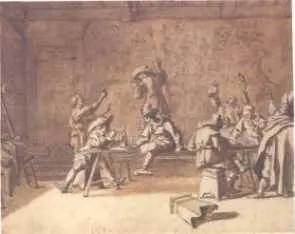 Кабачок художников в Риме XVII века с карикатурами на стене Около 16251639 - фото 279