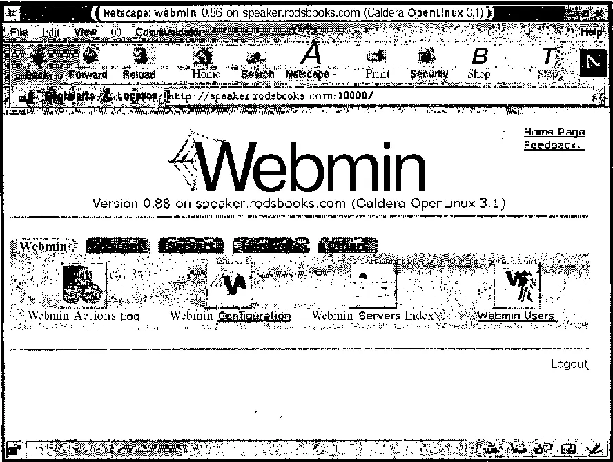 Рис 165 Основная страница Webmin позволяет выбрать общую категорию а в ней - фото 41