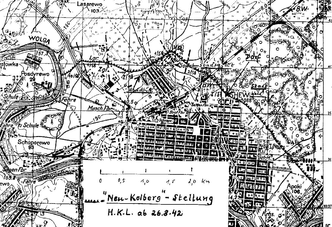 Схема 24 Положение сторон севернее Ржева на 26 августа 1942 г Немецкая версия - фото 66