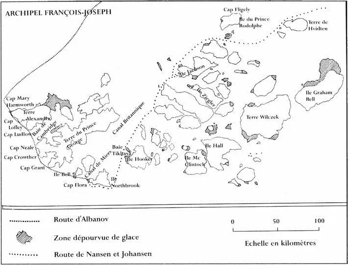 Картасхема архипелага Земли ФранцаИосифа Редким пунктиром отмечен путь Ф - фото 19