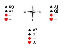 1 Четырёхкарточная концовка Запад играет без козыря Ход Юга 1 Ход тузом - фото 711