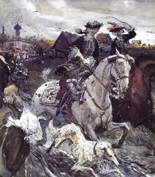 В А Серов Петр II и цесаревна Елизавета на псовой охоте 1900 ГРМ Серов - фото 202