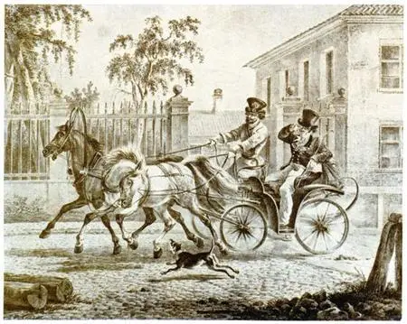 А О Орловский Щеголь на дрожках Литография 1820 Если разобраться в - фото 34