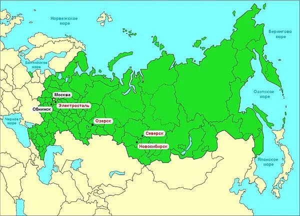 Рисунок 2 Карта Российской Федерации с указанием мест расположения - фото 2