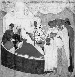 Исцеление Тайдулы Клеймо иконы Дионисия Митрополит Алексий с житием XVI в - фото 14