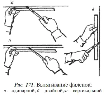 Для того чтобы филенки были одинаковой ширины филенчатой кистью вытягивают - фото 213