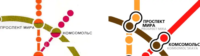 Упрощенные фрагменты схем линий Московского метрополитена образца начала 1980х - фото 257