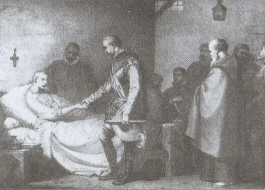 Дон Хуан Австрийский посещает раненого Сервантеса Рисунок с литографии С Кано - фото 34