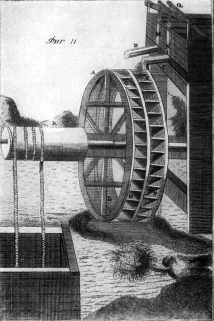 Подъемник для шахт приводимый в движение водяным колесом из книги М В - фото 46
