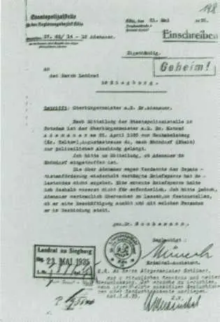 Распоряжение о полицейском надзоре за К Аденауэром от 21 мая 1935 г К - фото 29