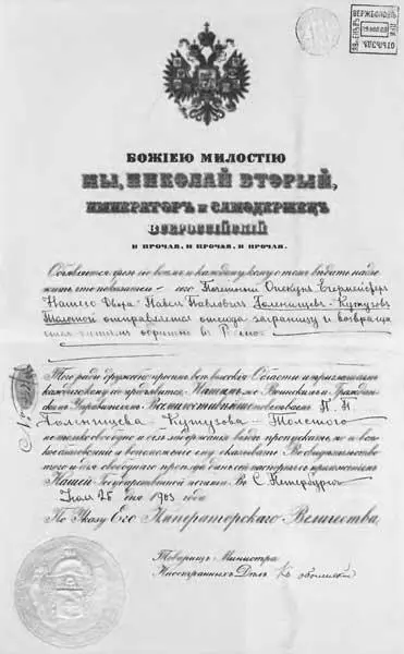 Дипломатический паспорт П П ГоленищеваКутузоваТолстого 1903 г - фото 63