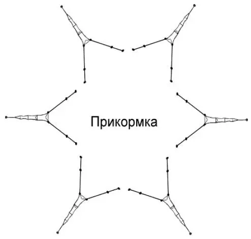 Рис 59 Мережи расположенные звездой вокруг прикормленного места - фото 62