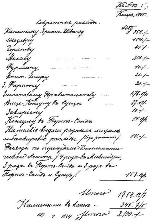 Перечень расходов на секретным агентов и охрану кораблей в Суэцком канале 31 - фото 236