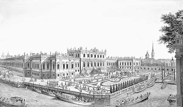 Императорский Летний дворец на Мойке Гравюра художника Махаева XVIII в - фото 71
