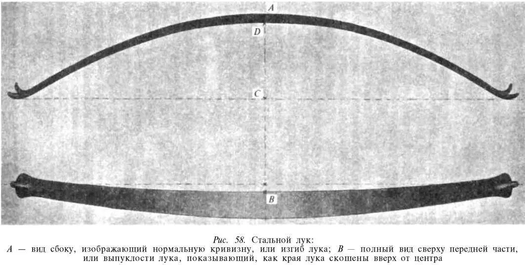Нормальный изгиб лука от центра длины внутри кривой до центра нити соединяющей - фото 68