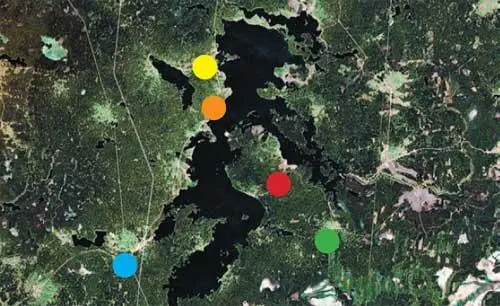 Вот спутниковый снимок нашего района Цветными кружочками помечены деревни - фото 2