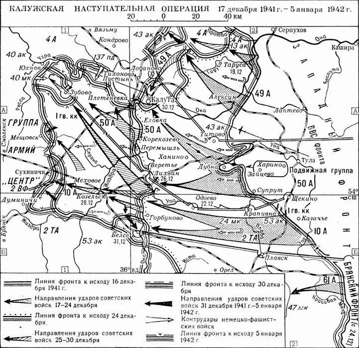 Картасхема Калужской наступательной операции 17 декабря 1941 года 5 января - фото 5