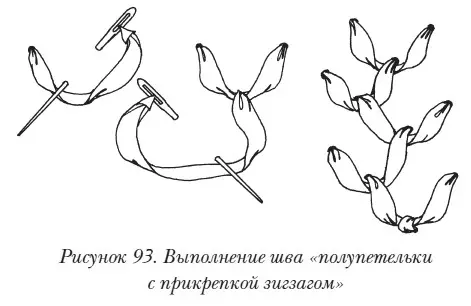 Шов вытянутый стежок с прикрепками Этот интересный шов можно применить для - фото 107