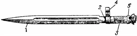 Рис 22Штык 1 клинок 2 основание штыка 3 трубка с пружиной 4 - фото 24