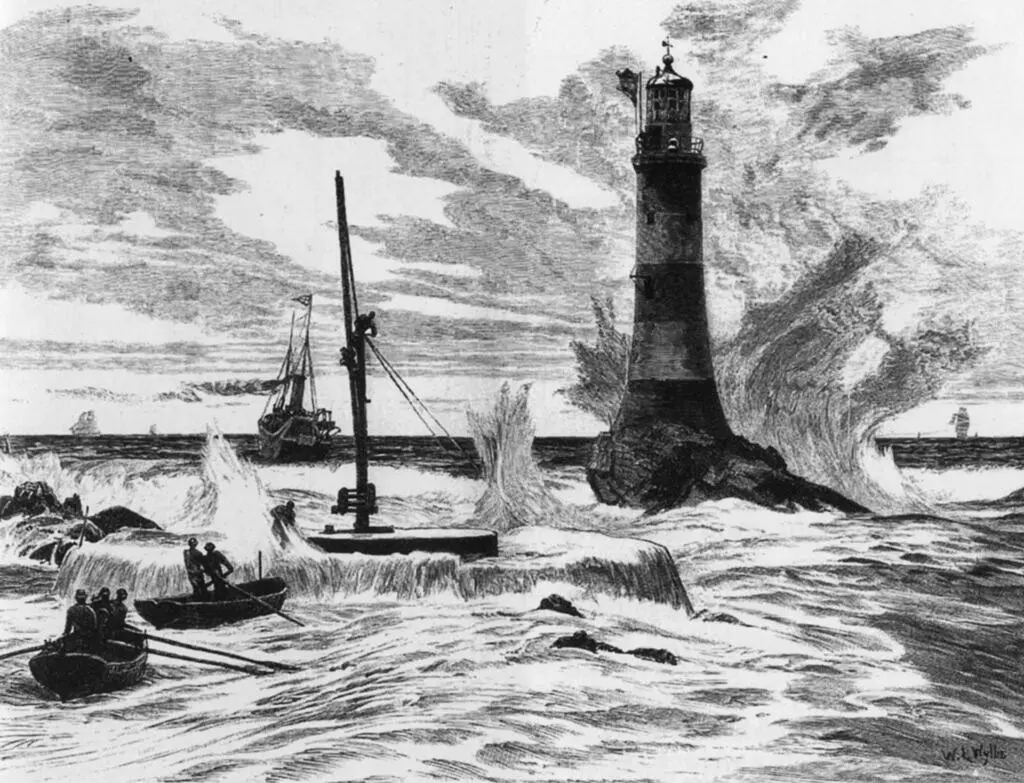 Эддистонский маяк Смитона гравюра 1879 года Инженер собственноручно ввинтил - фото 30