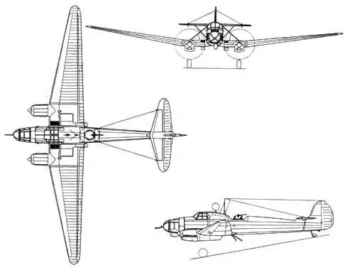 Focke Wulf FW 58В Weihe FW 58В Размах 210 м Длина 141 м Моторы количество - фото 95