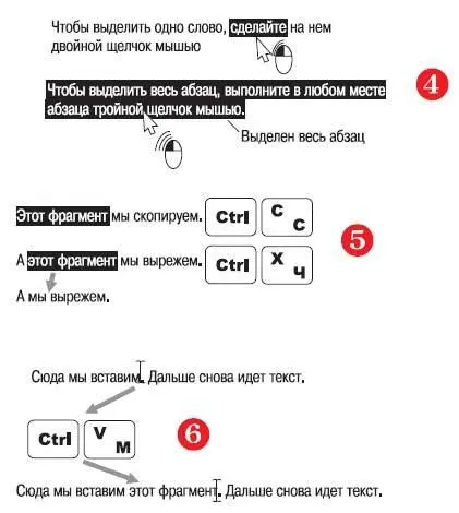 Точно так же можно выделять вырезать копировать вставлять текст в окнах - фото 578