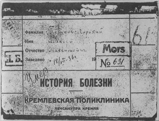 Обложка истории болезни А М Горького 1936 История болезни A M Горького - фото 37