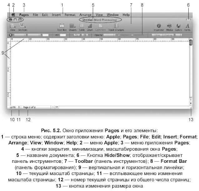 Панель инструментов окна Pages Все приложения среды iWork как и MS Office - фото 509