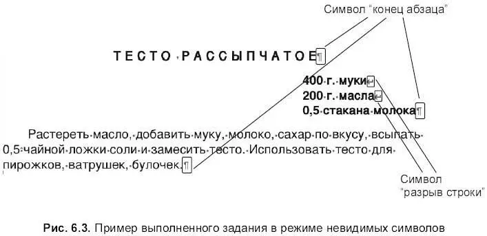 4 Ввести текст рецепта 5 Отформатировать абзацы следующим образом для - фото 744