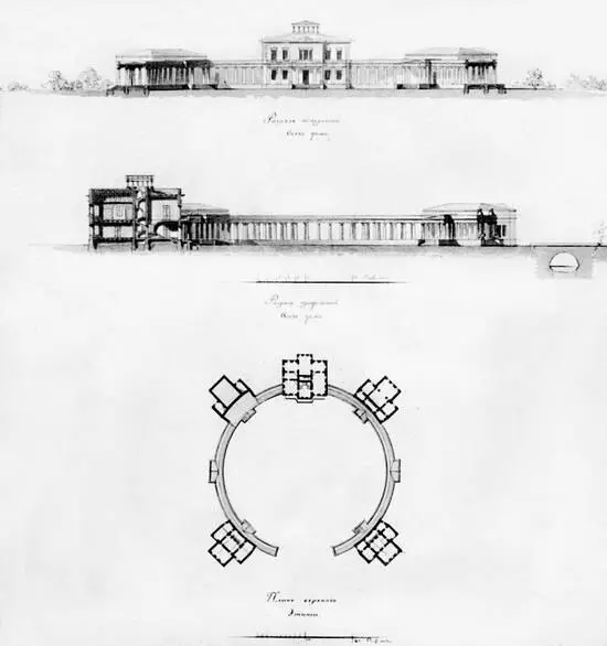 Первый проект дома ИФ Колодина 1813 года На II листе продольный поперечный - фото 319