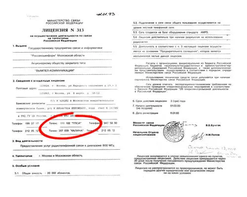 Указанные в лицензии телефон и телекс Вымпелкома это телефон и телекс - фото 214