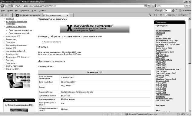 Рис 43Цена размещения акций ОАО Мвидео в 2007 г Рис 44Данные по - фото 55