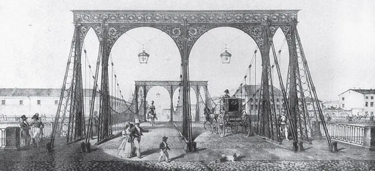 Пантелеймоновский мост Литография КП Беггрова по рис Г Треттера 1820е - фото 148