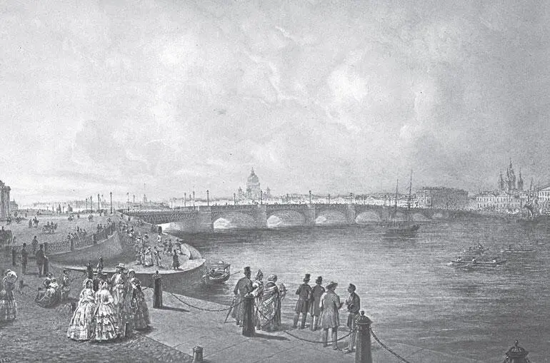 Благовещенский мост с набережной Васильевского острова ВС Садовников 1851 г - фото 159