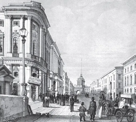 Вид Невского проспекта с Полицейского моста Литография неизв худ 1830е гг - фото 161