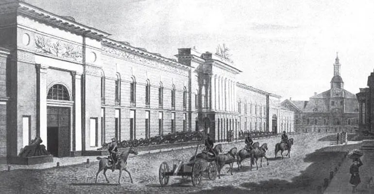 Вид Нового Арсенала Литография СФ Галактионова 1820е гг Морской кадетский - фото 184