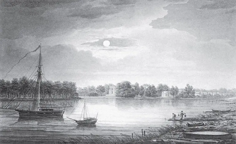 Вид на Елагин остров Акварель МН Воробьева 1829 г АИ Барятинский С - фото 353