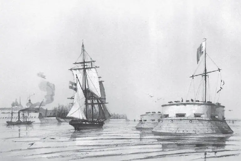 Кронштадт Вход с рейда Литография А Дюрана 1845 г Обстановка в гвардии - фото 449