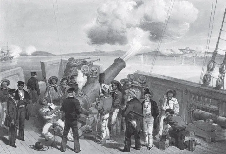Обстрел Бормазунда англофранцузской эскадрой Рис 1850х гг Французский - фото 455