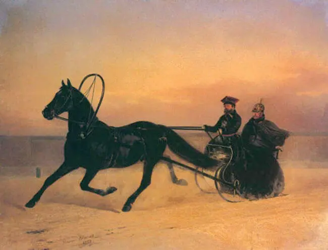 Император Николай I в санях Худ НФ Сверчков 1853 г ПД Киселев Худ Ф - фото 480