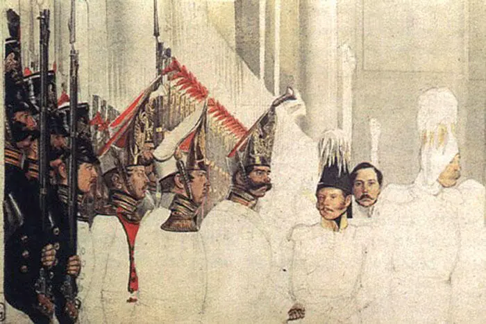 Освящение знамен в Зимнем дворце 26 марта 1839 г фрагмент Худ ПА - фото 487