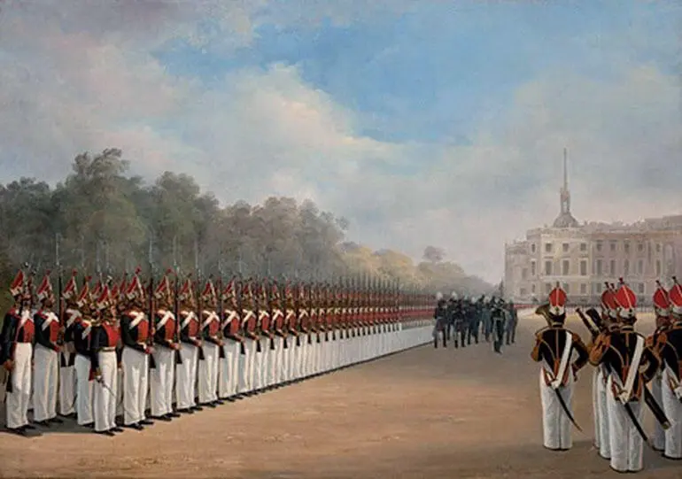 Парад Лгв Павловского полка Худ А Ладюрнер 1839 г Группа чинов Лгв - фото 499