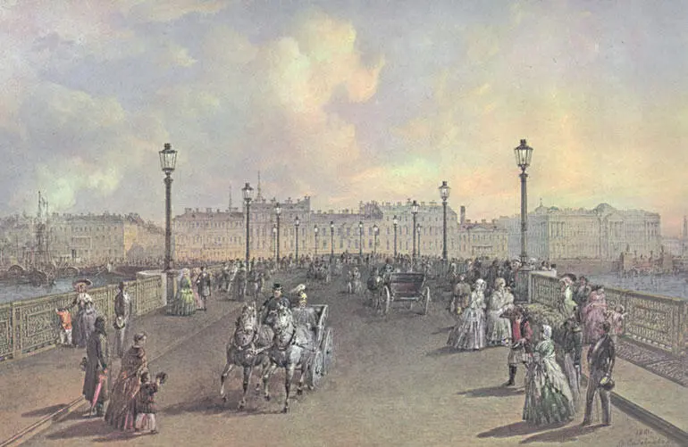 Благовещенский мост Худ ВС Садовников 1850е гг Бал у княгини - фото 513
