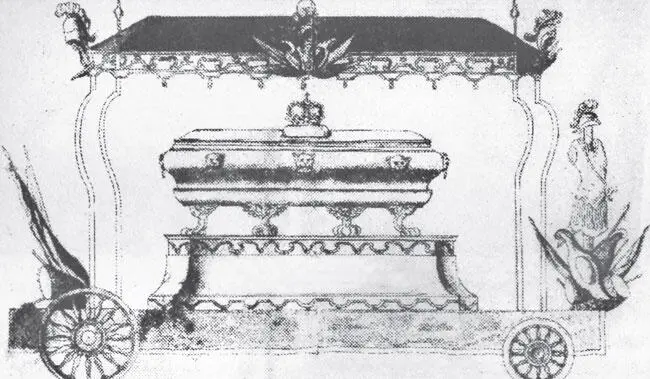 Ковчег с балдахином для перевозки мощей Рисунок 1753 года В 1922 году раку - фото 42